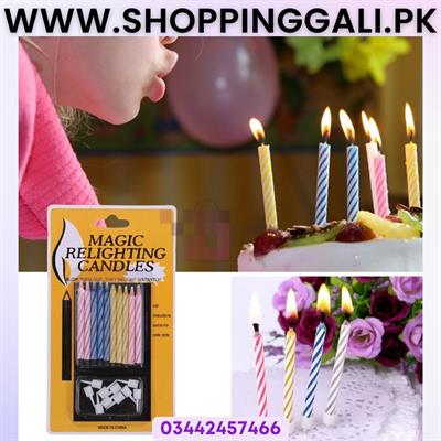 Magic Relighting Candles - 2 Inch Size Candle - Cake Decoration Candle - Multicolors - Pack Of 10 Magic Candle With Stand