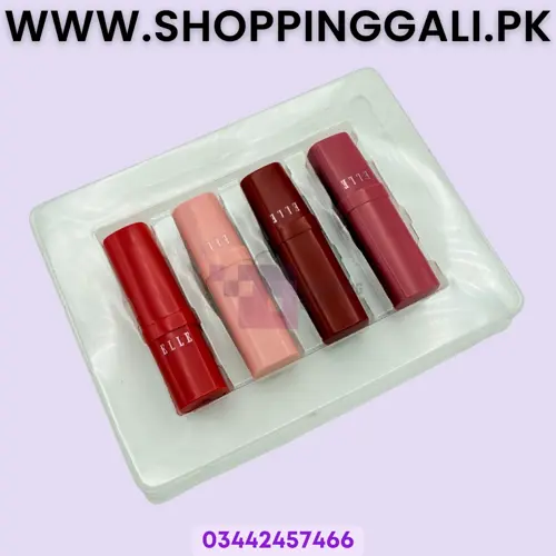 Elle Lipstick Collection - Cosmetic - Nude Mood Ruby Red Dark Cherry Rendezvous - Pack Of 4