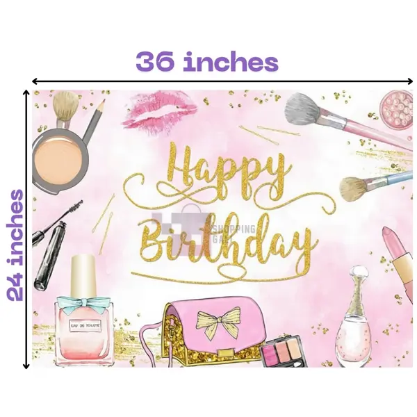 Makeup Banner - 36 Inch By 24 Inch - Birthday Banner - Makeup Themed Party - Pink - Girls - Pack Of 1
