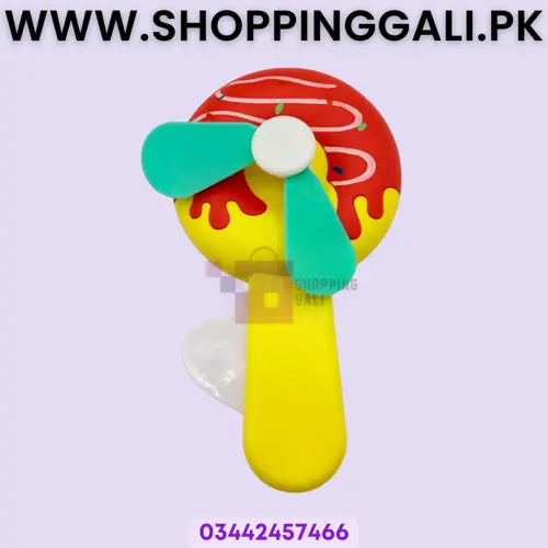 Donut Manual Press Hand Fan - Mini Toy Fan - Multicolor - Girls Kids - Pack Of 1