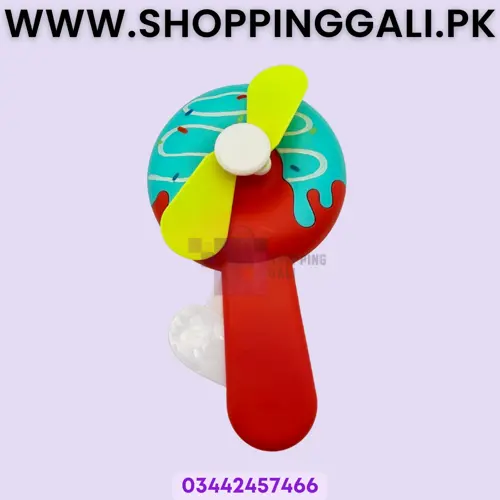 Donut Manual Press Hand Fan - Mini Toy Fan - Multicolor - Girls Kids - Pack Of 1