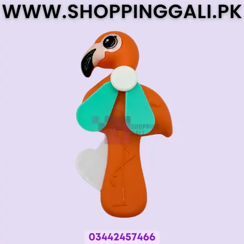 Flamingo Manual Press Hand Fan - Mini Toy Fan - Multicolor - Girls Kids - Pack Of 1
