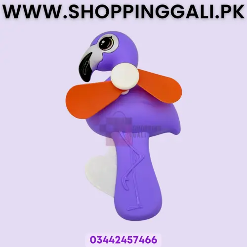 Flamingo Manual Press Hand Fan - Mini Toy Fan - Multicolor - Girls Kids - Pack Of 1