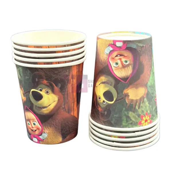 Masha And Bear Cups - 200 ml - Masha And Bear Themed Party - Multicolor - Girls - Pack Of 10