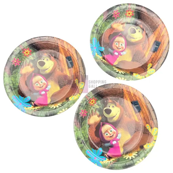 Masha And Bear Paper Plates - 7 inch - Masha And Bear Themed Party - Multicolor - Girls - Pack Of 10