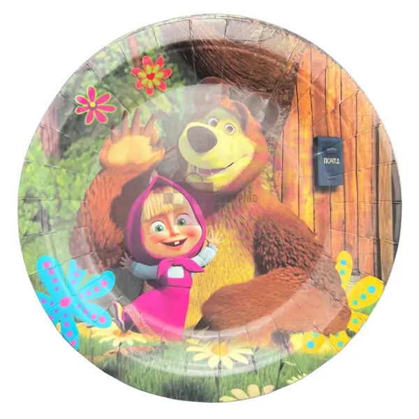 Masha And Bear Paper Plates - 7 inch - Masha And Bear Themed Party - Multicolor - Girls - Pack Of 10