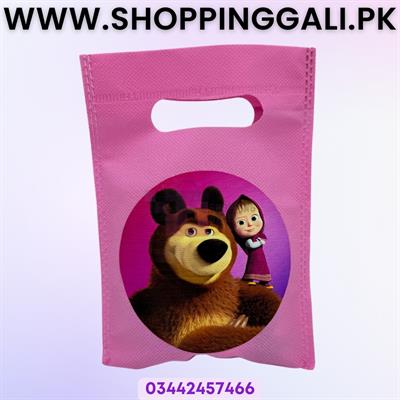 Masha And The Bear Goody Bags - 8 x 6 Inch - Gift Bags - Masha And The Bear Theme - Pink - Girls - Pack Of 10