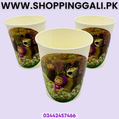 Masha And The Bear Paper Cups - 200 ml - Masha And The Bear Theme - Multicolor - Girls - Pack Of 10