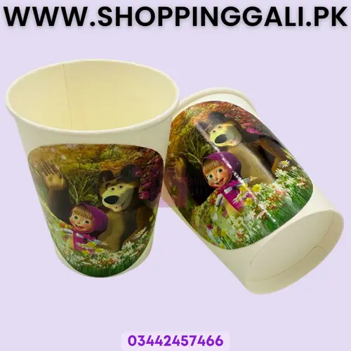 Masha And The Bear Paper Cups - 200 ml - Masha And The Bear Theme - Multicolor - Girls - Pack Of 10