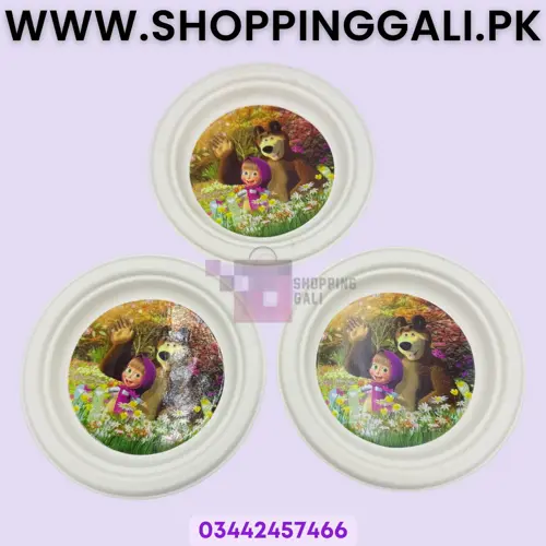 Masha And The Bear Paper Plates - 7 inch - Paper Plates - Masha And The Bear Theme - Multicolors - Girls - Pack Of 10