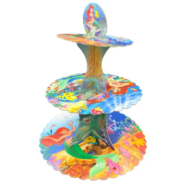Mermaid Cupcake Stand - 12 inch height - Mermaid Themed Party - 3 Tiers Cupcake Stand - Multicolor - Girls - Pack Of 1