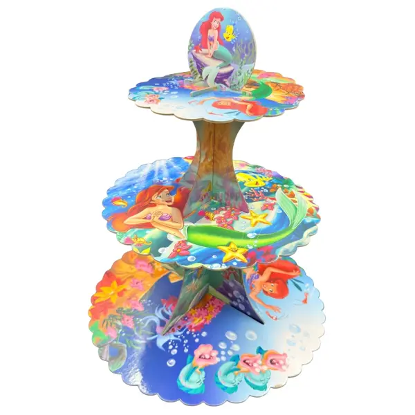 Mermaid Cupcake Stand - 12 inch height - Mermaid Themed Party - 3 Tiers Cupcake Stand - Multicolor - Girls - Pack Of 1