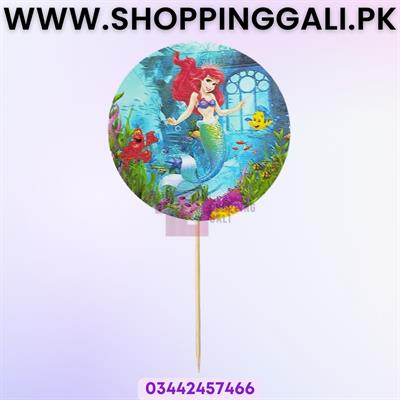 MERMAID CUPCAKE TOPPERS IN ROUND SHAPE ( PACK OF 10 CUPCAKE TOPPERS )