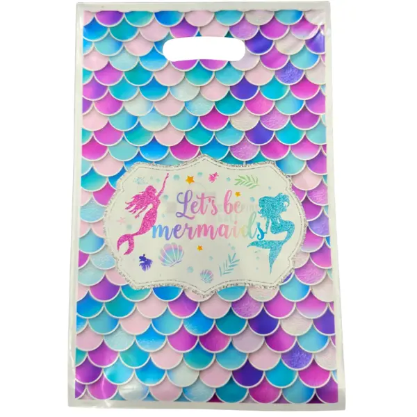 Mermaid Goody Bags - 10 Inch x 6.5 Inch - Gift Bags - Multicolor - Girls - Pack Of 10