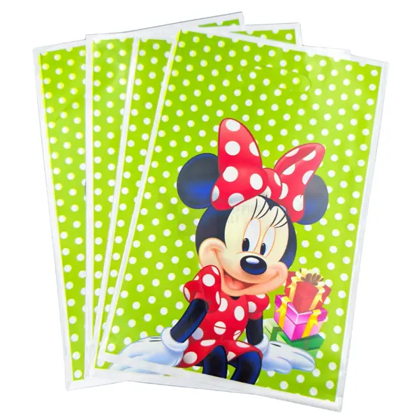 Minnie Mouse Goody Bags - 10 x 6 Inch - Gift Bags - Minnie Mouse Theme - Green - Girls - Pack Of 10