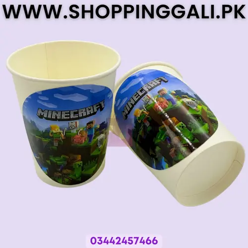 Minecraft Paper Cups - 200 ml - Minecraft Theme - Multicolor - Unisex - Pack Of 10