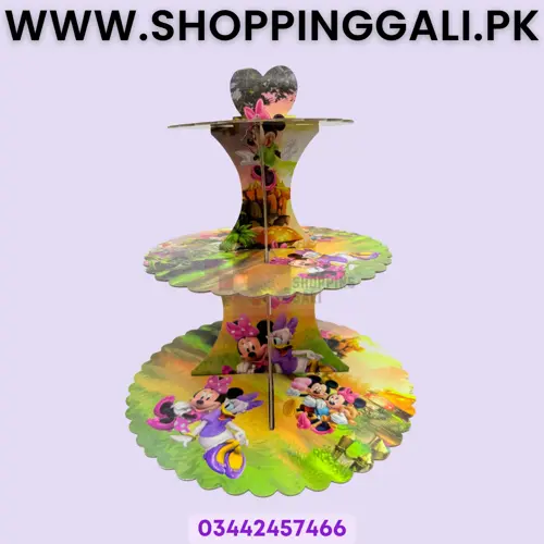 Minnie Mouse Cupcake Stand - 3 Tiers - Table Decoration - Multicolor - Pack Of 1