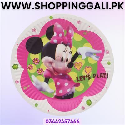 Minnie Mouse Theme Paper Plates - 7 Inch Size Paper Plates - White Color - Girls Theme - Pack Of 10 Paper Plates