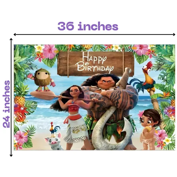 Moana Banner - 36 Inch By 24 Inch - Birthday Banner - Moana Themed Party - Multicolor - Girls - Pack Of 1