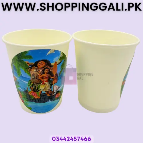 Moana Paper Cups - 200 ml - Moana Theme - Blue - Girls - Pack Of 10