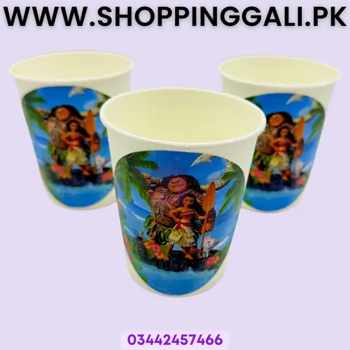 Moana Paper Cups - 200 ml - Moana Theme - Blue - Girls - Pack Of 10