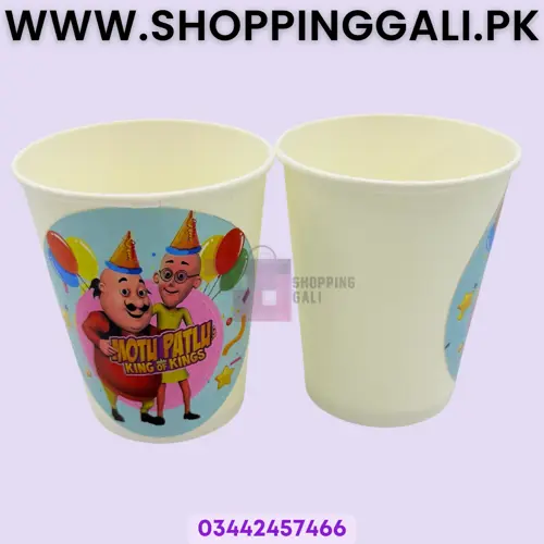 Motu Patlu Paper Cups - 200 ml - Motu Patlu Theme - Blue - Unisex - Pack Of 10