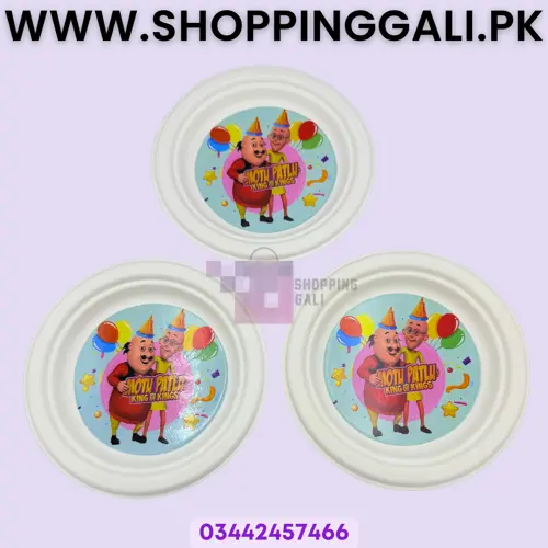 Motu Patlu Paper Plates - 7 inch - Paper Plates - Motu Patlu Theme - Multicolors - Unisex - Pack Of 10