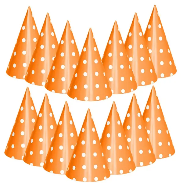 Orange Polka Dot Caps - Standard - Party Caps - Orange - Unisex - Orange Theme - Pack Of 10