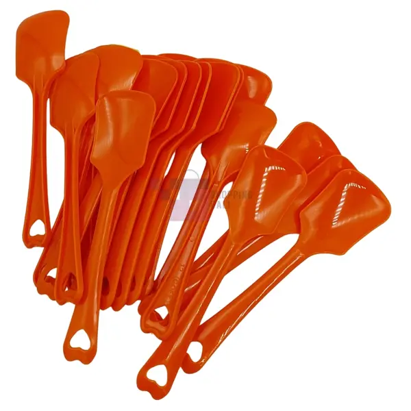 Orange Color Desert Spoons - Mini - Plastic - Orange - Unisex - Pack Of 20