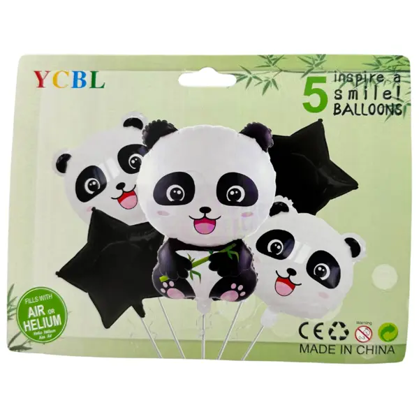 Panda Foil Balloon - 18 inch - Black and White - Unisex - Pack Of 5 Foil Balloons