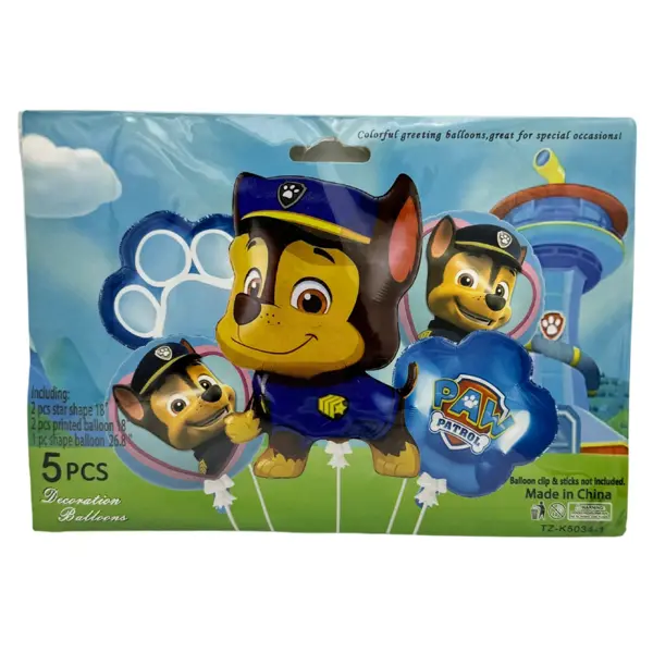 Paw Patrol Foil Balloon Set - 18 Inch - Foil Balloons - Paw Patrol Theme - Brown - Pack Of 5 Foil Balloons