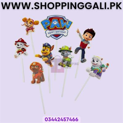 Paw Patrol Theme Cake Toppers - Cake Toppers - Blue Colors - Boys Theme - Pack Of 8 Cake Toppers