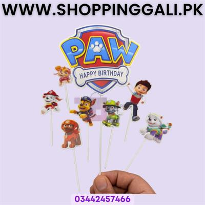 Paw Patrol Theme Cake Toppers - Cake Toppers - Blue Colors - Boys Theme - Pack Of 8 Cake Toppers