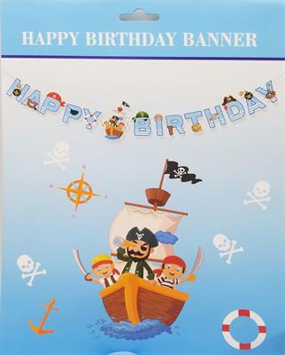JAKE AND THE NEVER LAND PIRATES HAPPY BIRTHDAY BANNER WITH RIBBON LACE