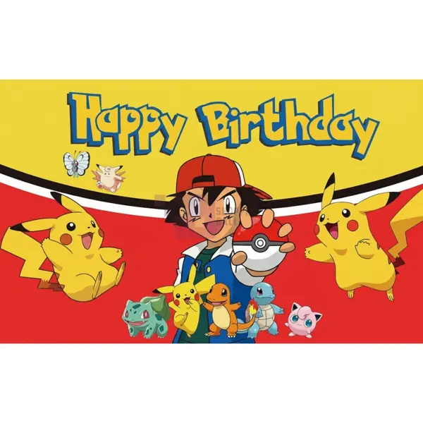 Pokemon Go Banner - 36 Inch By 24 Inch - Birthday Banner -Pokemon Go Themed Party - Yellow - Unisex - Pack Of 1