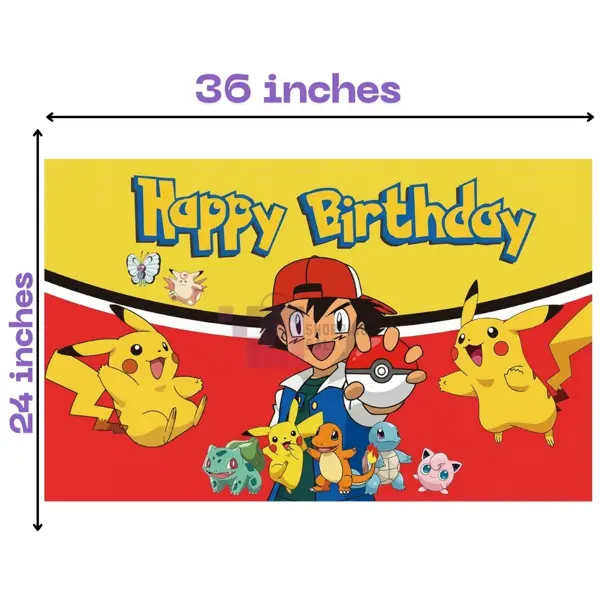 Pokemon Go Banner - 36 Inch By 24 Inch - Birthday Banner -Pokemon Go Themed Party - Yellow - Unisex - Pack Of 1