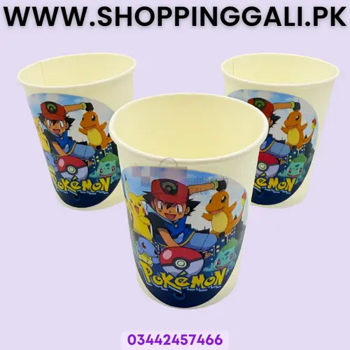 Pokemon Paper Cups - 200 ml - Pokemon Theme - Multicolor - Unisex - Pack Of 10