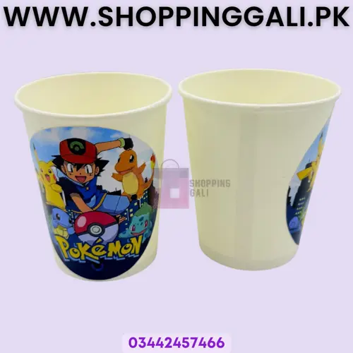 Pokemon Paper Cups - 200 ml - Pokemon Theme - Multicolor - Unisex - Pack Of 10
