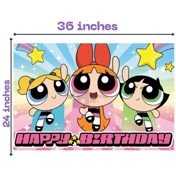 Power Puff Girls Banner - 36 Inch By 24 Inch - Birthday Banner - Power Puff Girls Themed Party - Multicolors - Girls - Pack Of 1