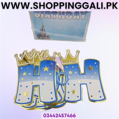 Prince Theme Happy Birthday Banner - Happy Birthday Banner - Blue Color - Pack Of 13 Card Banner