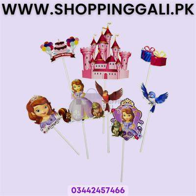 Princess Sofia Theme Cake Toppers - Cake Toppers - Pink Colors - Girls Theme - Pack Of 6 Cake Toppers