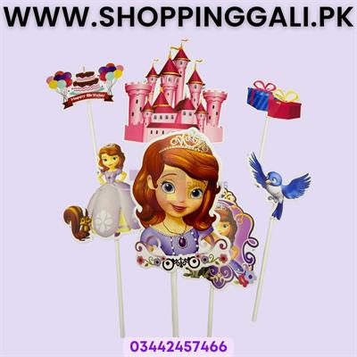 Princess Sofia Theme Cake Toppers - Cake Toppers - Pink Colors - Girls Theme - Pack Of 6 Cake Toppers
