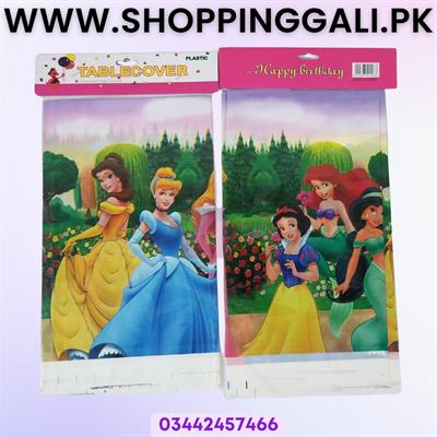 Princess Table Cover - 108 cm x 180 cm - Disposable Tablecloth - Pink - Girls - Pack Of 1