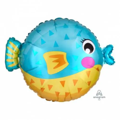 Puffer Fish Foil Balloon - 48 cm x 55 cm - Baby Shark Theme - Foil Balloons - Green - Unisex - Pack Of 1