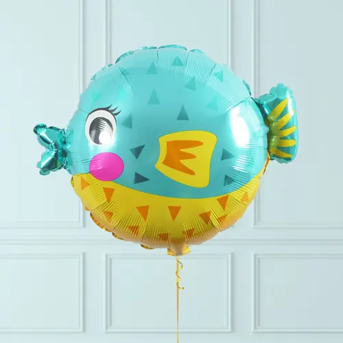 Puffer Fish Foil Balloon - 48 cm x 55 cm - Baby Shark Theme - Foil Balloons - Green - Unisex - Pack Of 1