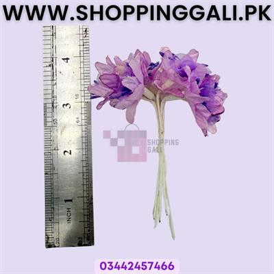 Delicate Purple Artificial Flower Bunches - Set of 3 (6 Flowers Per Bunch)