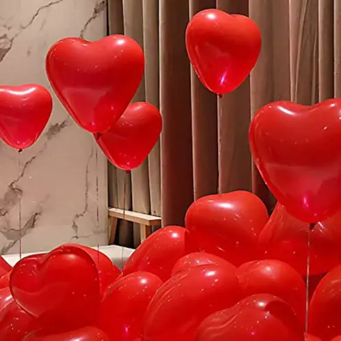Heart Latex Balloons - 12 Inch - Party Balloons - Red - Pack Of 35