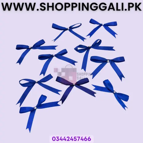 Ribbon Bow - 3 inch x 2.5 inch - Craft Supply - Dark Blue - Pack Of 10