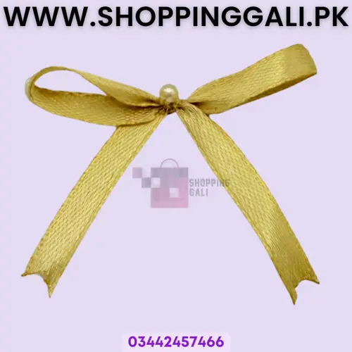 Ribbon Bow - 3 inch x 2.5 inch - Craft Supply - Golden - Pack Of 10