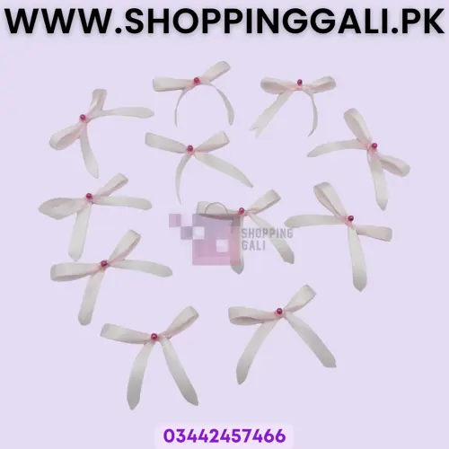 Ribbon Bow - 3 inch x 2.5 inch - Craft Supply - Pink - Pack Of 10